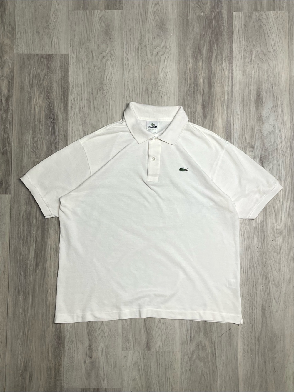 Lacoste White Polo with Green Crocodile Logo Sz 6